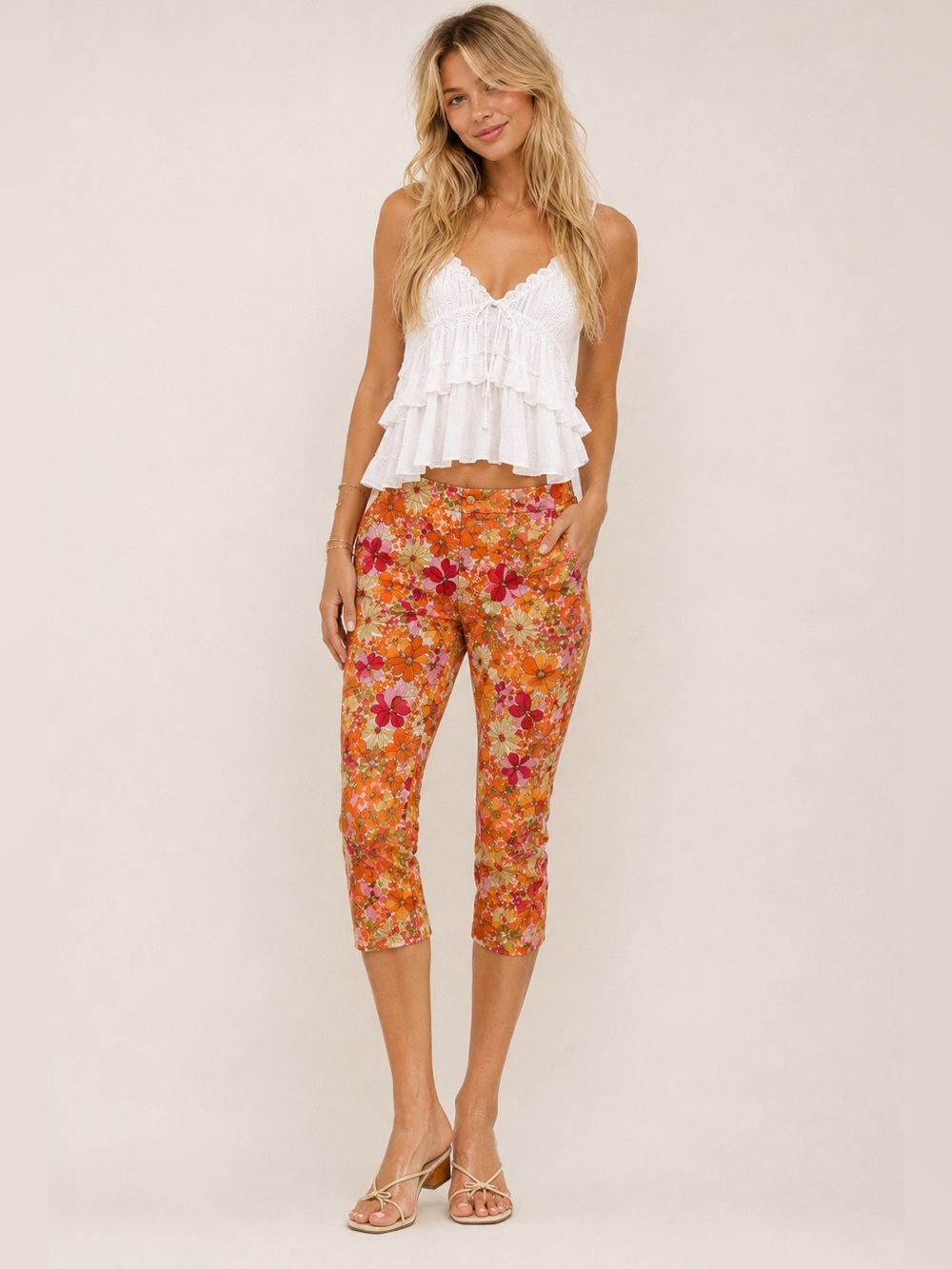 Liz Claiborne Vintage Floral Cropped Pedal Pusher Size 12